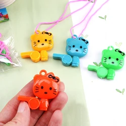 10pcs/Set Cartoon Animal Cat Whistle Kids Cheerleading Toys Plastic Sports Whistle Kids Birthday Party Gifts Random
