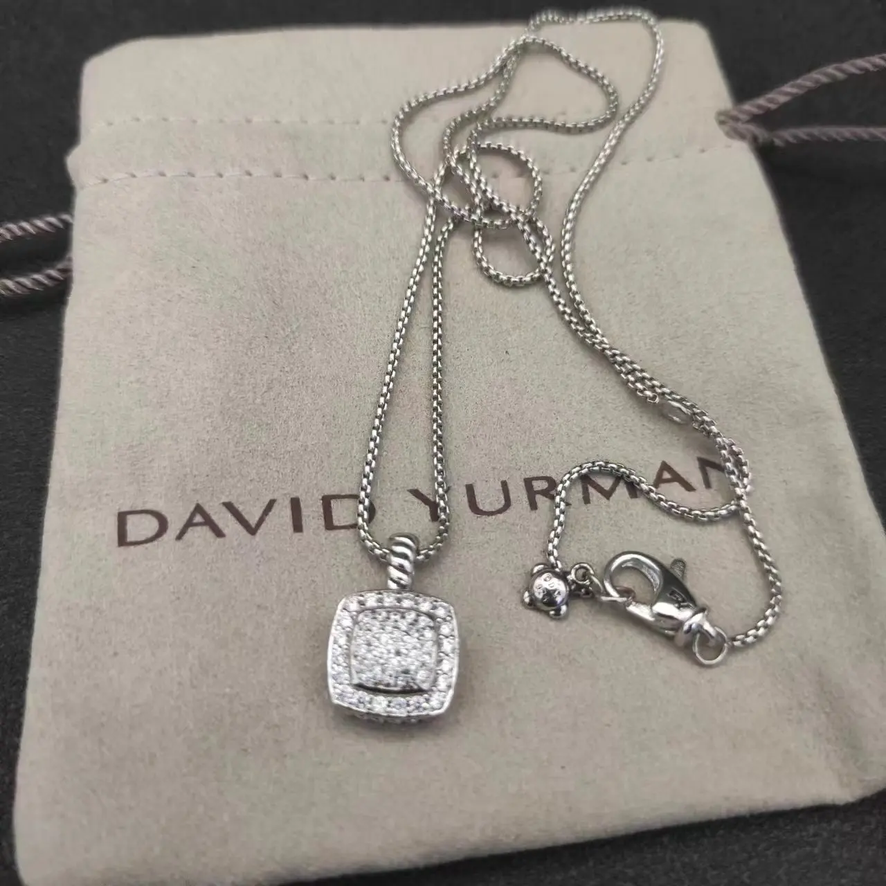

DY 18K Gold Plated 925 Sterling Silver with Colored Diamond Fashion Design Tag Necklace, Couple Jewelry for Men Women