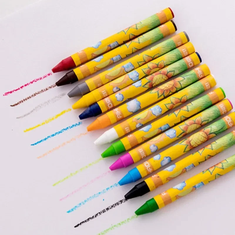 12 Colors Non-Toxic Crayon Oil Painting Stick Kids Student Pastel Pencils for Drawing