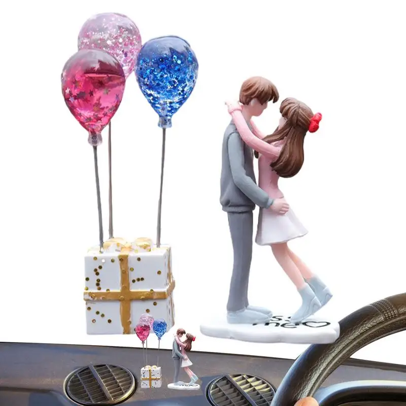 Couples Action Figure Wobbly Lovers Car Decor Cute Anime Figures And Balloons Ornament For Girls Auto Interior Dash Accessories