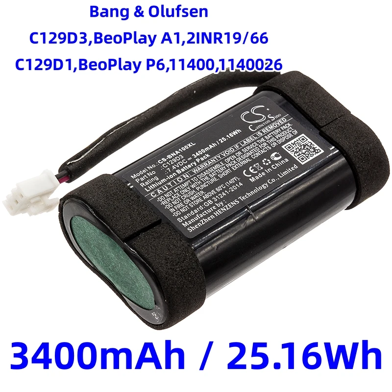 Speaker Battery 7.4V/2600mAh/3400mAh C129D3 For Bang&Olufsen BeoPlay A1