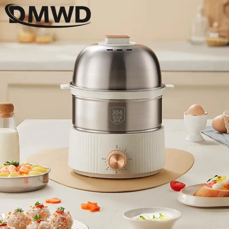 2 Layers Electric Egg Boiler Timed Egg Custard Steamer Stainless Steel Food Heater Multifunctional Breakfast machine Multicooker