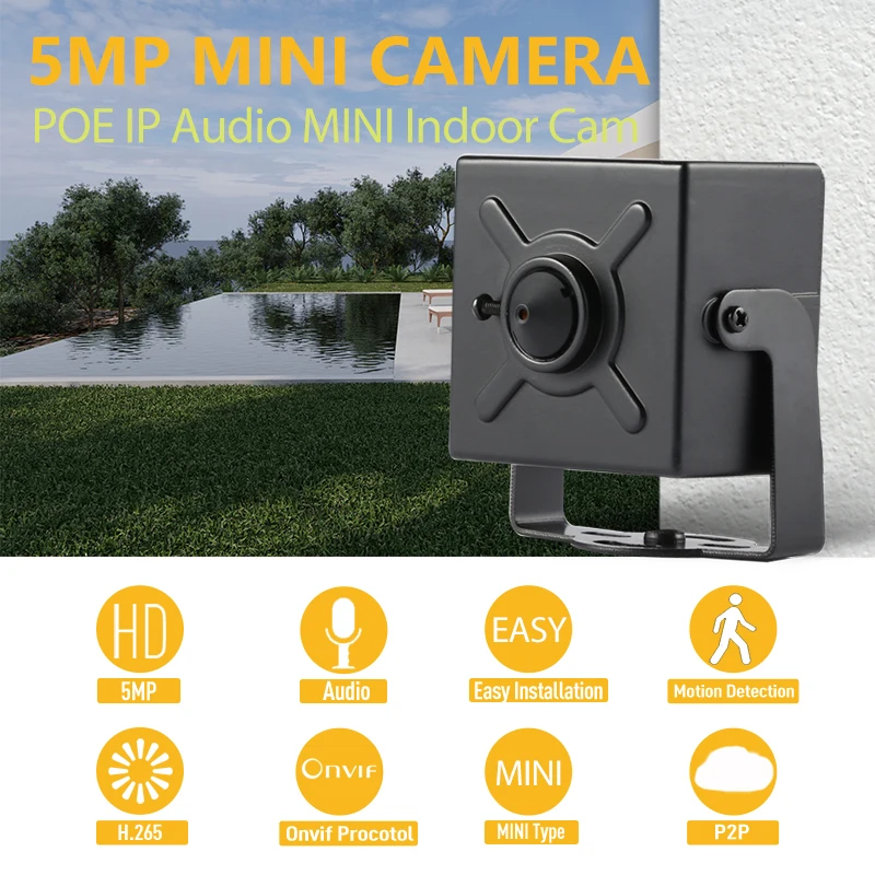 POE Mini Type 4MP 5MP HD IP Camera 1664P 1440P Lens Indoor