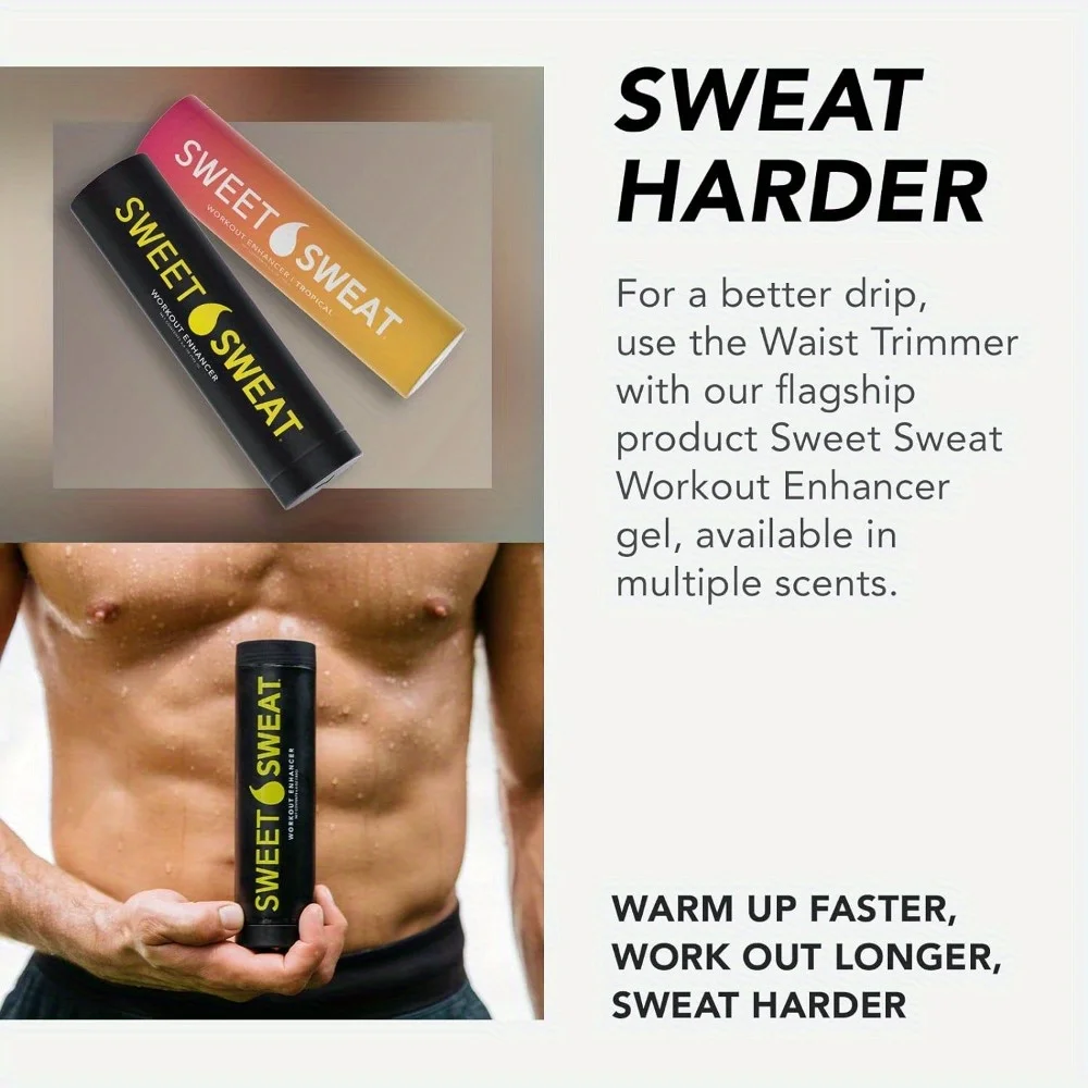 Sweet Sweat Waist Trimmer for Women and Men-Sweat Band Waist Trainer for High-Intensity Training & Workouts, 4Sizes