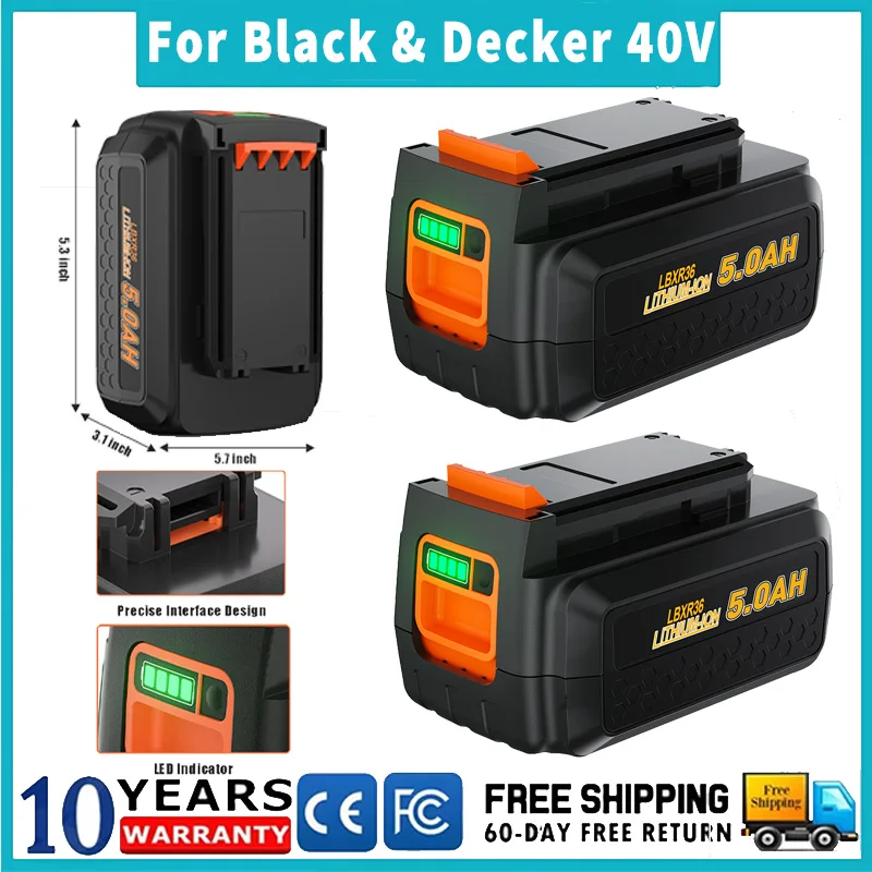 แบตเตอรี่ Black & Decker รุ่น LBXR36 36v/40V 4000mAh พร้อมที่ชาร์จ LBX2040 BL2036 LST136 LST420 LST220 L50 แบตเตอรี่แบบชาร์จได้ 1