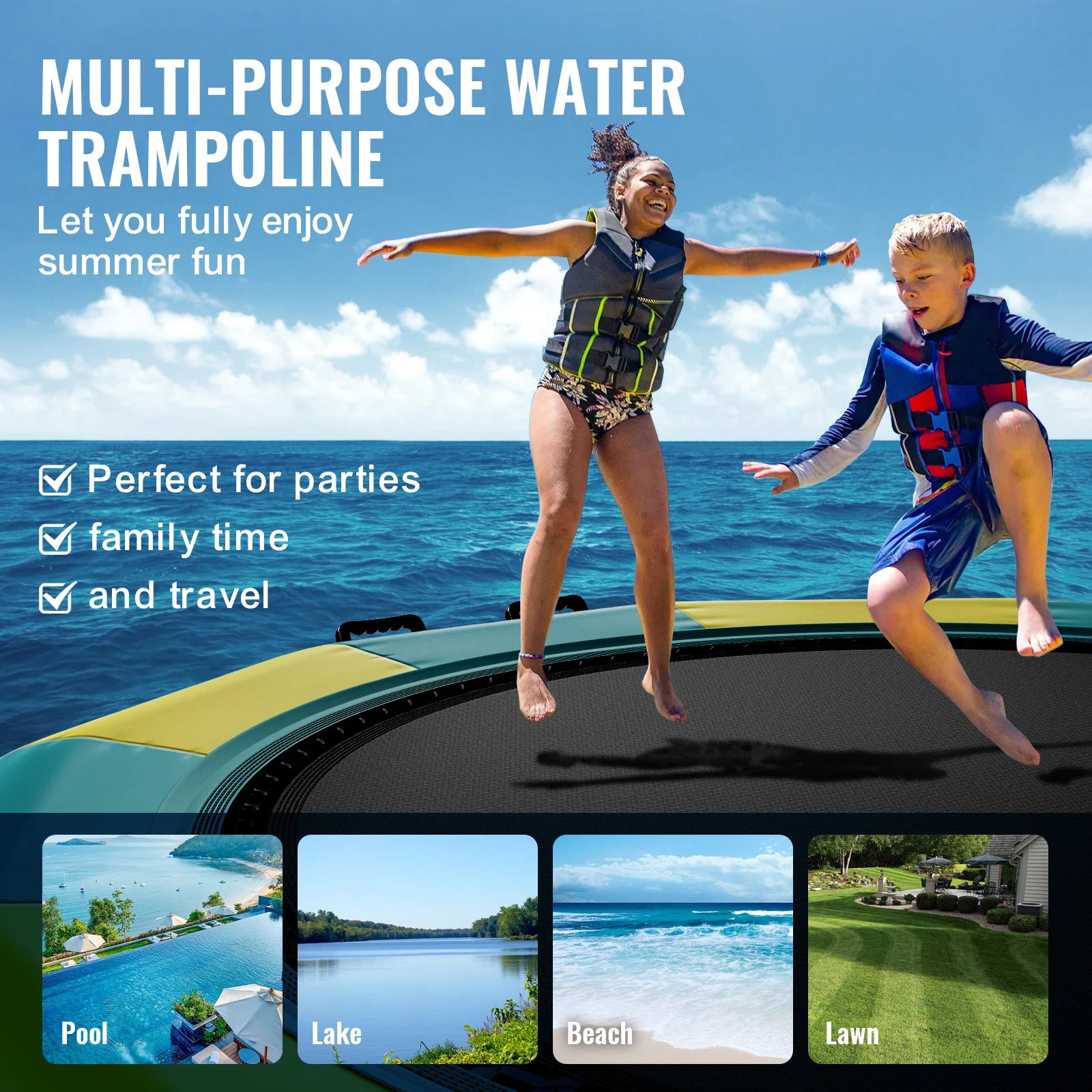 Portable Waterproof Inflatable Water Trampoline for Kids and Adults