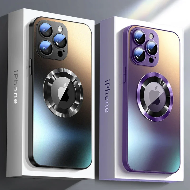 Luxury Matte Magnetic Case with Camera Protection and Shockproof Wireless Charging Capabilities