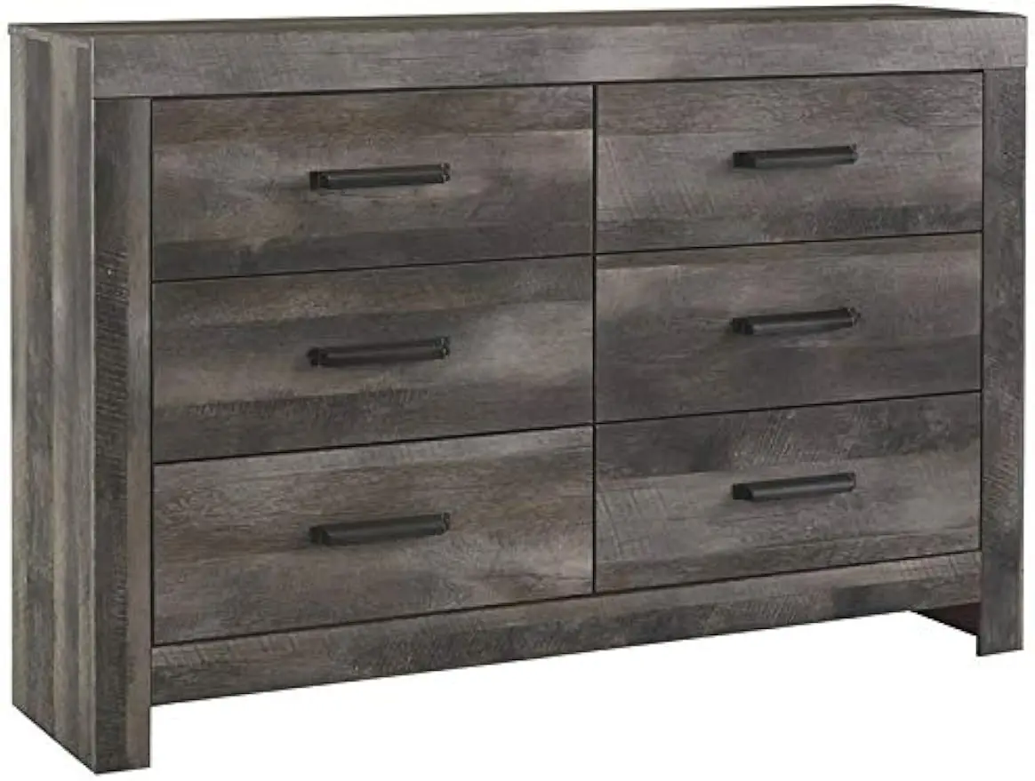6 Drawer Double Dresser, Freestanding Dresser for Living Room, Bedroom, 15.67D x 60.67W x 40.04H, in Gray