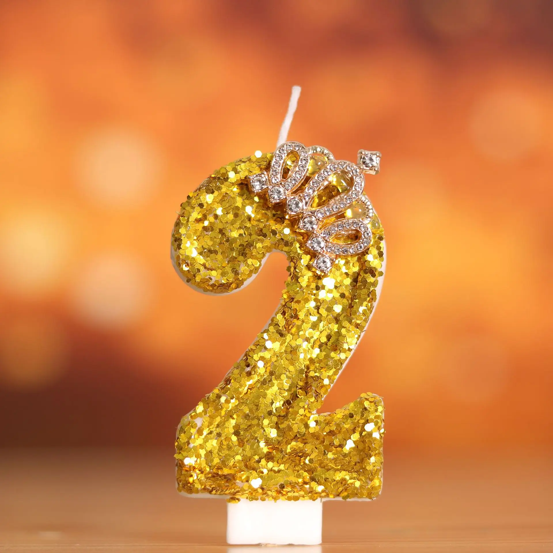 Elegant Gold Crown 3D Number Candle for Birthday Cake and Party Décor
