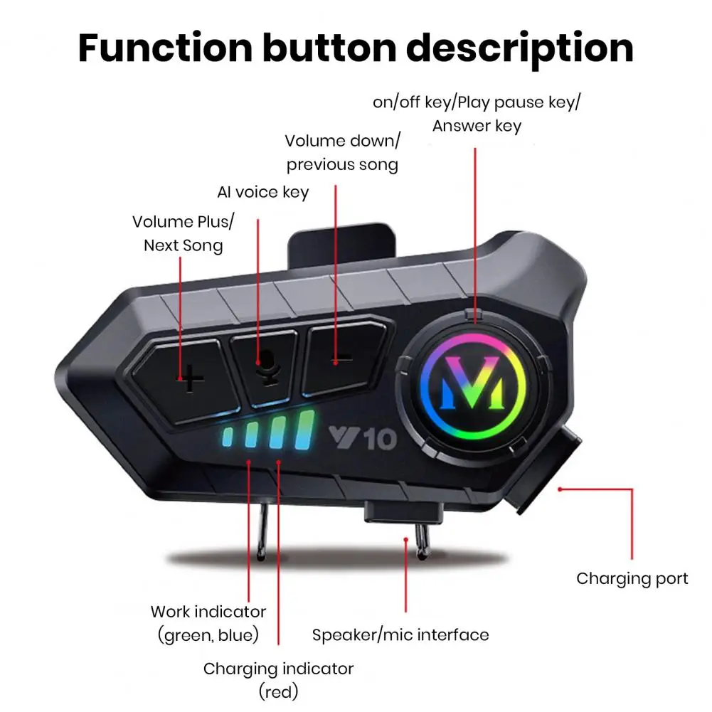 

Bluetooth-гарнитура мотоциклетная Водонепроницаемая с шумоподавлением и автоподключением