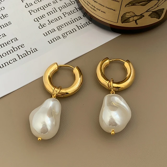 Boucles d'oreilles Vintage en forme de cercle pour femmes, bijoux baroques en perles, couleur or, clip rond, tempérament élégant, cadeaux de fête, nouvelle collection