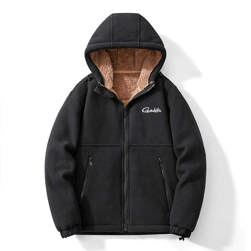 가마카츠 낚시 재킷 남성용 플리스 코트 가을 및 겨울 레저 후드 두꺼운 따뜻한 가디건 의류