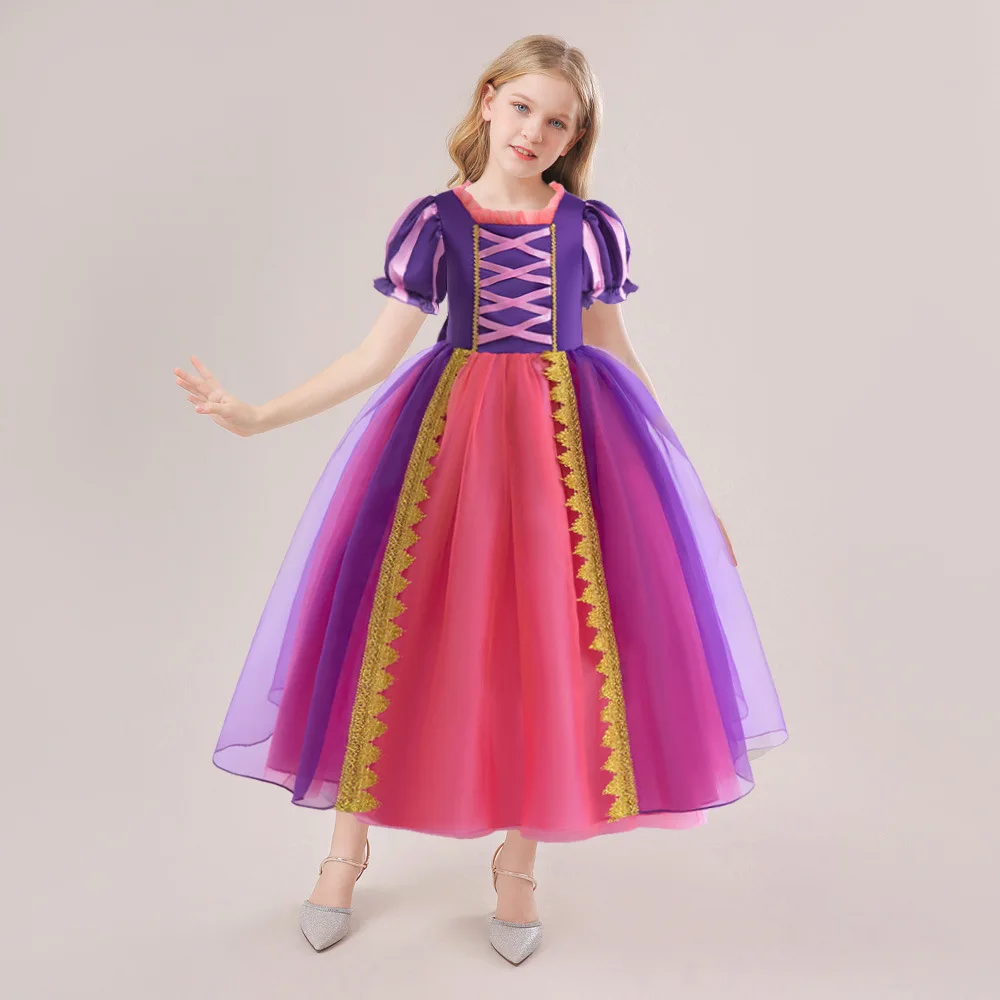 Rapunzel Kostuum Prinses Jurk Voor Meisjes Kinderen Tangled Vermomming Carnaval Prinses Frock Verjaardag Halloween Feest Fancy Kleding