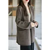 Christmas 100% Merino Wool 7-Needle Thick Knit Cardigan Loose Plus Size Top Women's Double Pocket Cashmere Coat Winter YYY2437 4