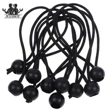 10pcs/set Hiking Tent Accessories Elastic Rope Ball Bungee Cord Tarp Tie Down Strap - Black Camping