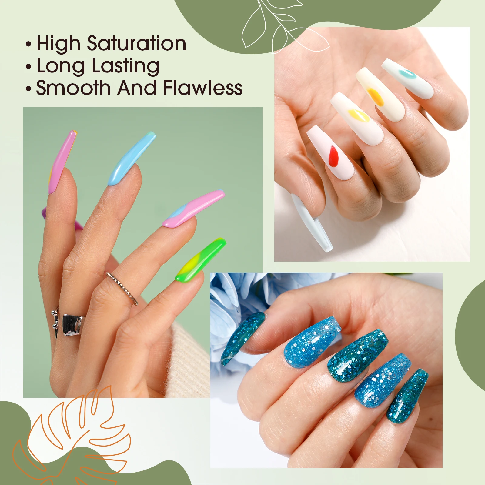 ROSALIND 29PCS Dip Nails Powder Starter Kit, 20 Colors Dip Powder Nail Kit Red Green Orange Glitter Series Nail Color