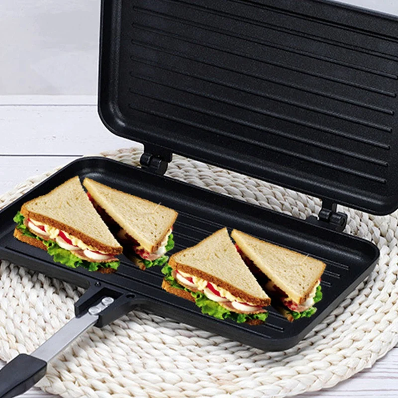 Gas Non-Stick Sandwich Maker Sandwich Maker Aluminium Alloy Bread Toast Breakfast Machine Pancake Baking Barbecue Oven Mold 4