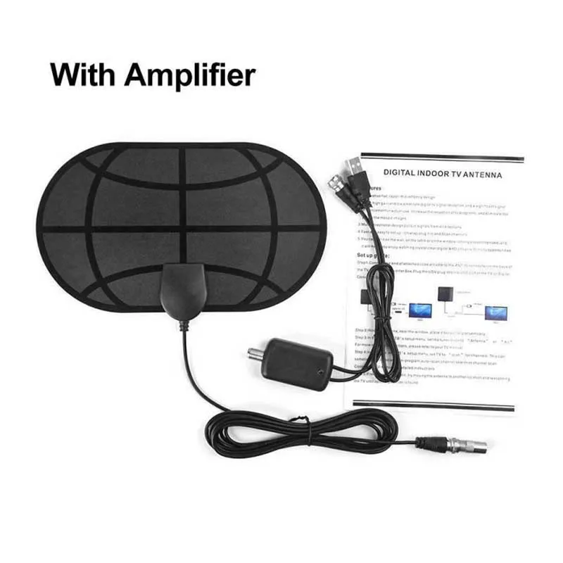 Free Shipping 4K 25DB High Gain HD TV DTV Box Digital TV Antenna 980 Miles Booster Active Indoor Aerial HD Flat Design