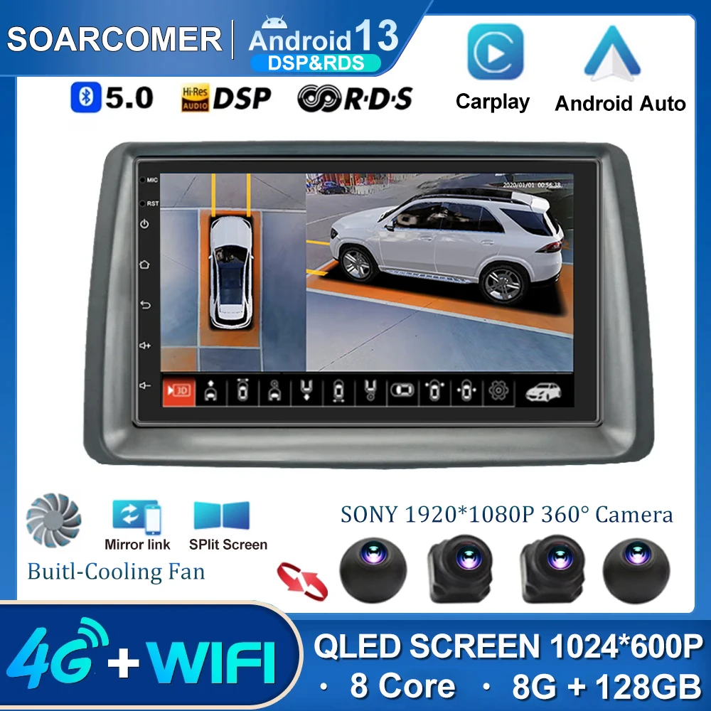 

7 inch 1024*600 Android 13 For FIAT Panda 2003- 2012 Car Multimedia Player Auto Navigation Stereo Head Unit BT WIFI DSP WIreless