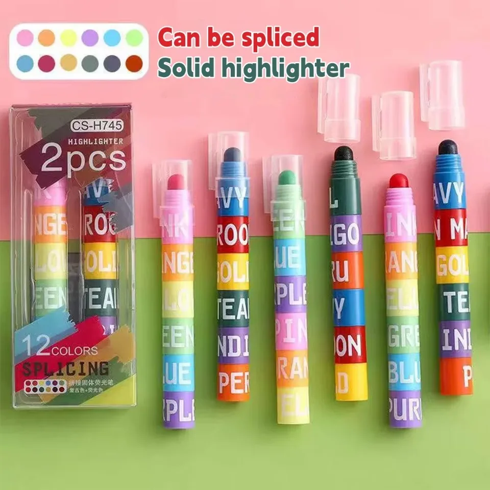 Highlighter Markers Gel Highlighter Markers 12 Color Splicing Pen