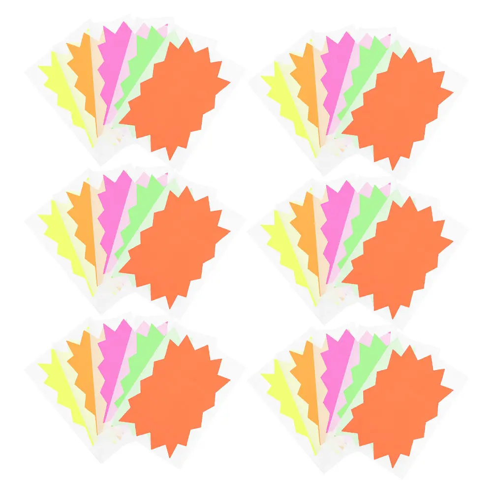 100개 형광색 빈 가격표 자체 접착식 소매 판매 스티커 스타 컷아웃 표지판 판매자용 가격표 라벨링 가격표