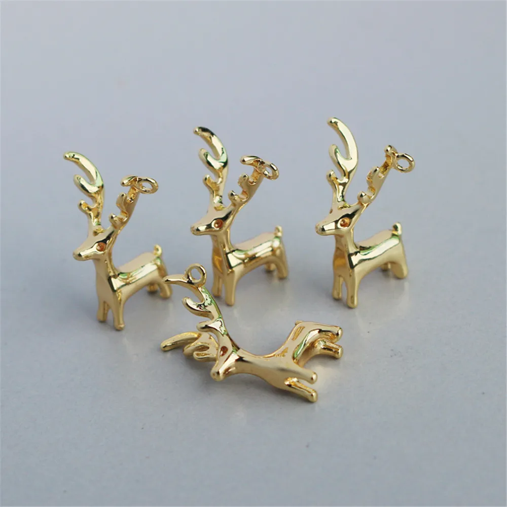 

14k bag of gold color-conserving long-horned deer 10 * 18mm pendant three-dimensional deer pendant diy jewelry accessories
