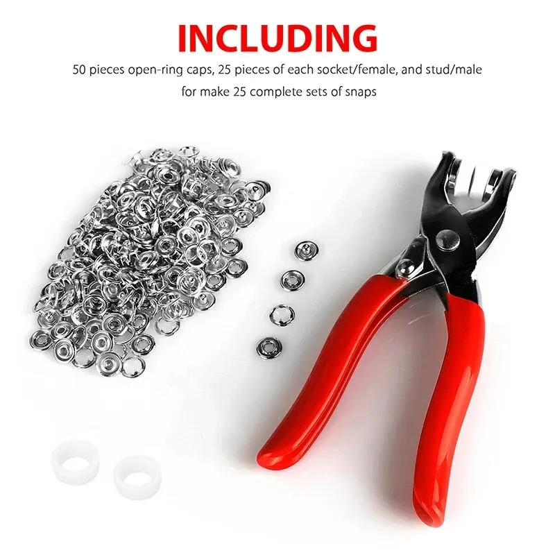 400pcs Prong Rings 9.5mm Buckle Buttons Metal Colour Pliers Snap Button Claw DIY Set Hand Pressure Plier Rivet Buckle Sew Tool BEST SELLERS