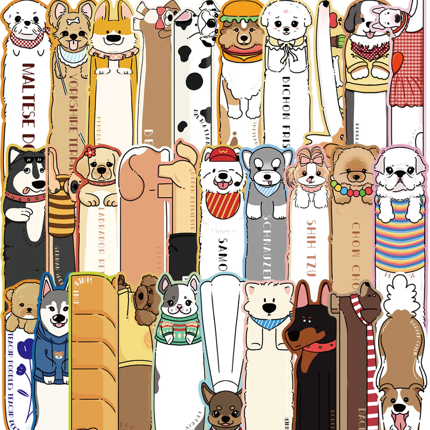 30pcs Cute Puppy Series Bookmarks Reading Book Accessories Book Mark Page Holder Cards Students Stationery Gifts