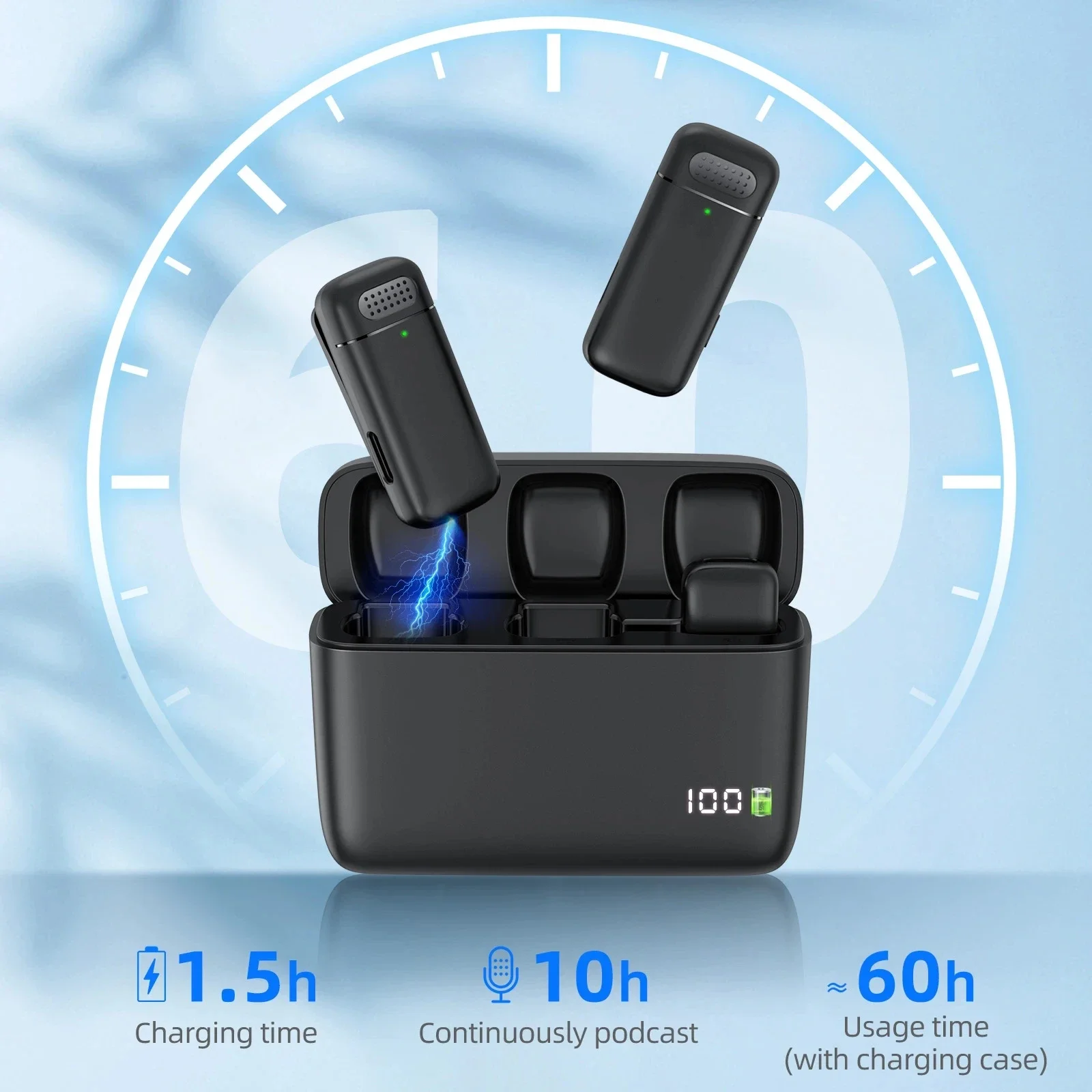 جديد 2in1 K30 ميكروفون لاسلكي Lavalier تسجيل الصوت...