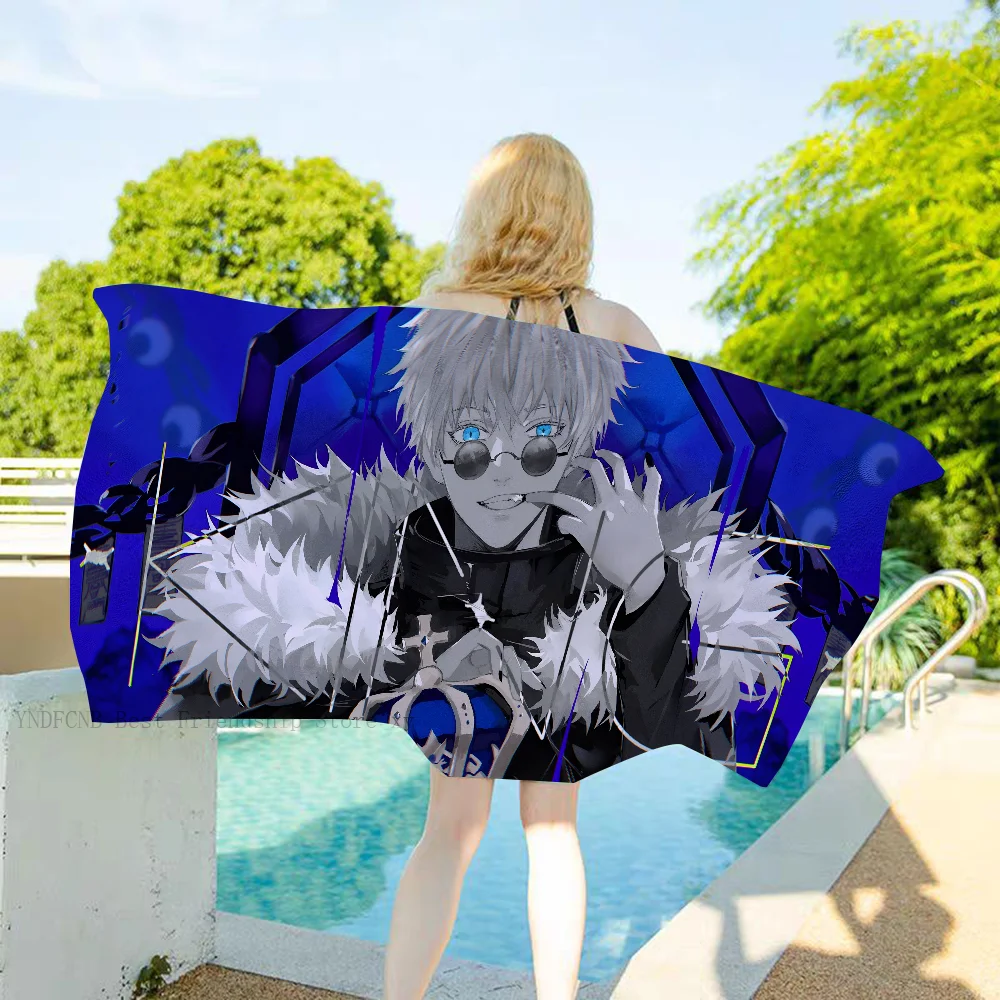1PC Gojou Satoru Jujutsu Kaisen Anime Towel Microfiber Beach Towel Quick Dry Kids Beach Blanket Soft Unisex Camping Pool Towel 2