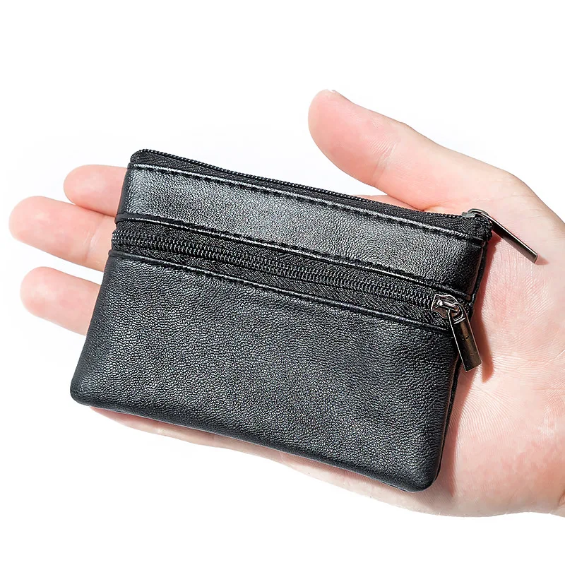 Men Women Card Coin Key Soft Holder Zip Leather Wallet Pouch