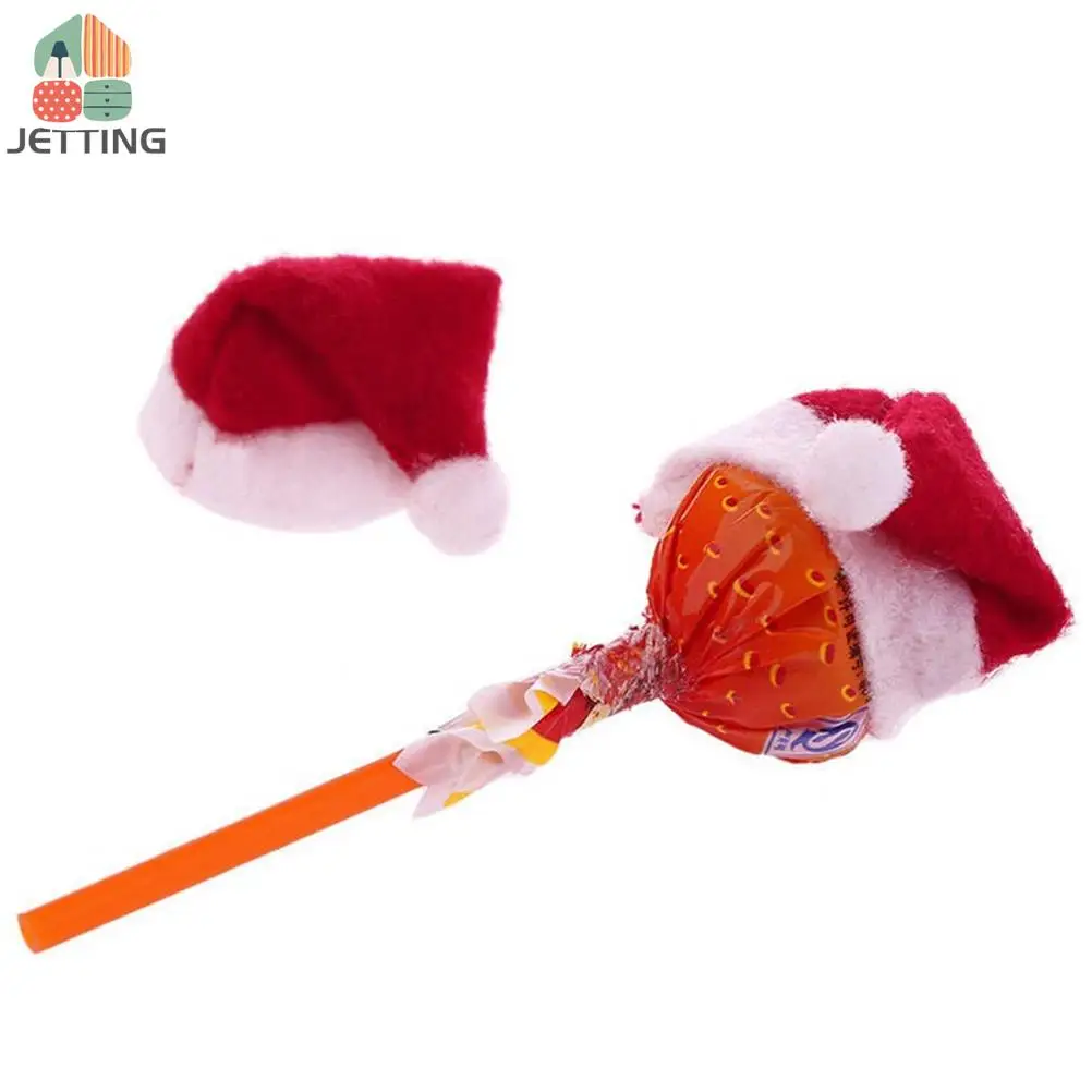30pcs Mini Christmas Hat Santa Claus Hat Xmas Lollipop Mini Wedding Gift Creative Caps Christmas Tree Ornament Decor