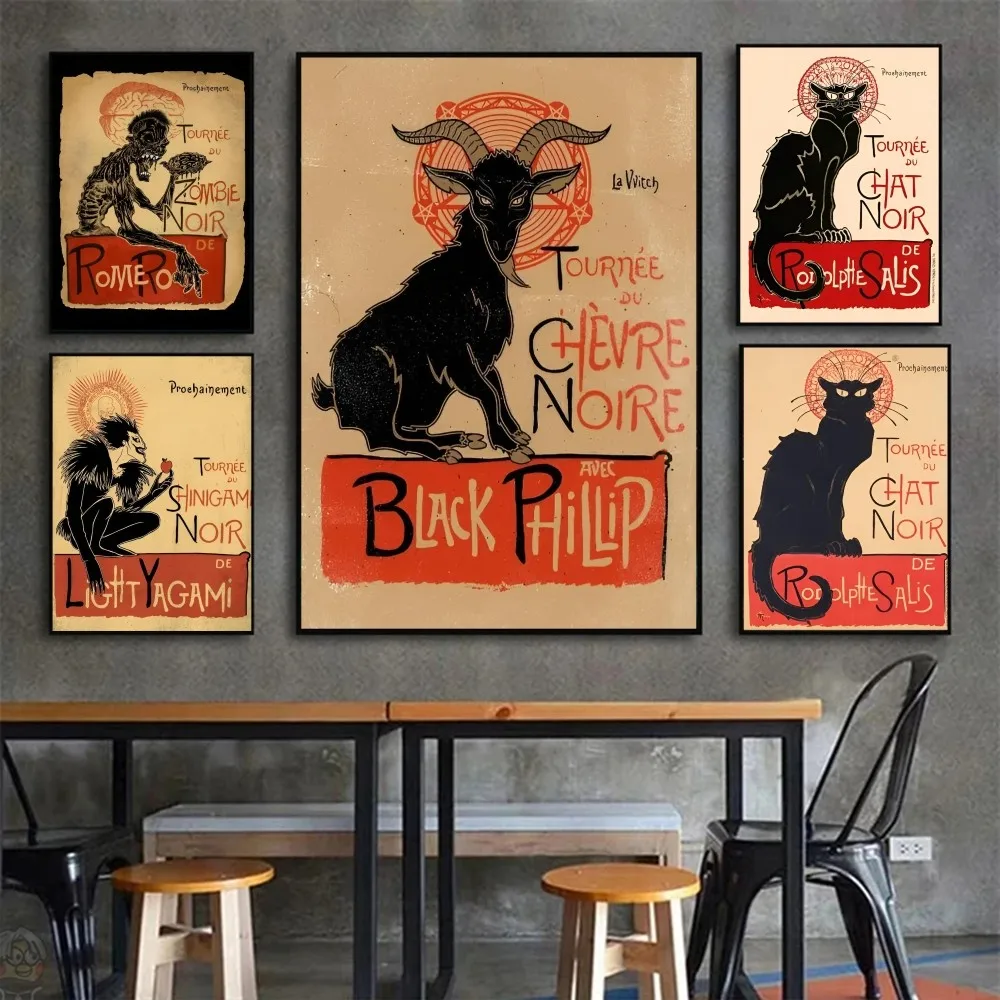 The Black Cat Canvas Painting Tournee Du Chat Noir Le Chat Noir Poster Print Wall Art Picture For Living Room Home Decor Gift