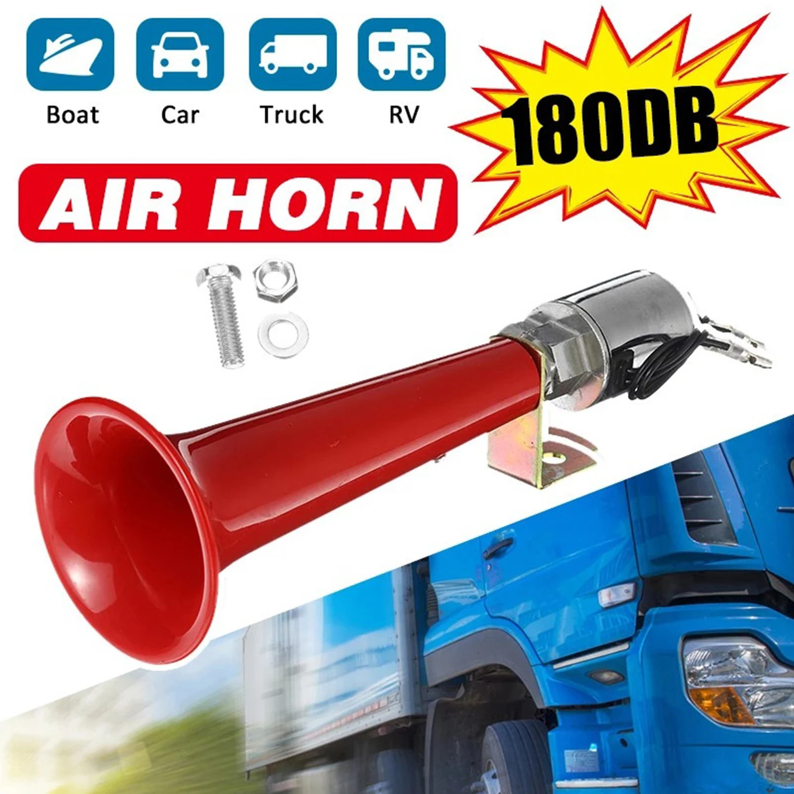 Auto Horn Auto Horn Super Laut 180DB Hohe Dezibel Zug Horn Leistungsstarke  Stimme Poliert Und Shiny Einzel Rohr Lkw Luft horn Für - AliExpress