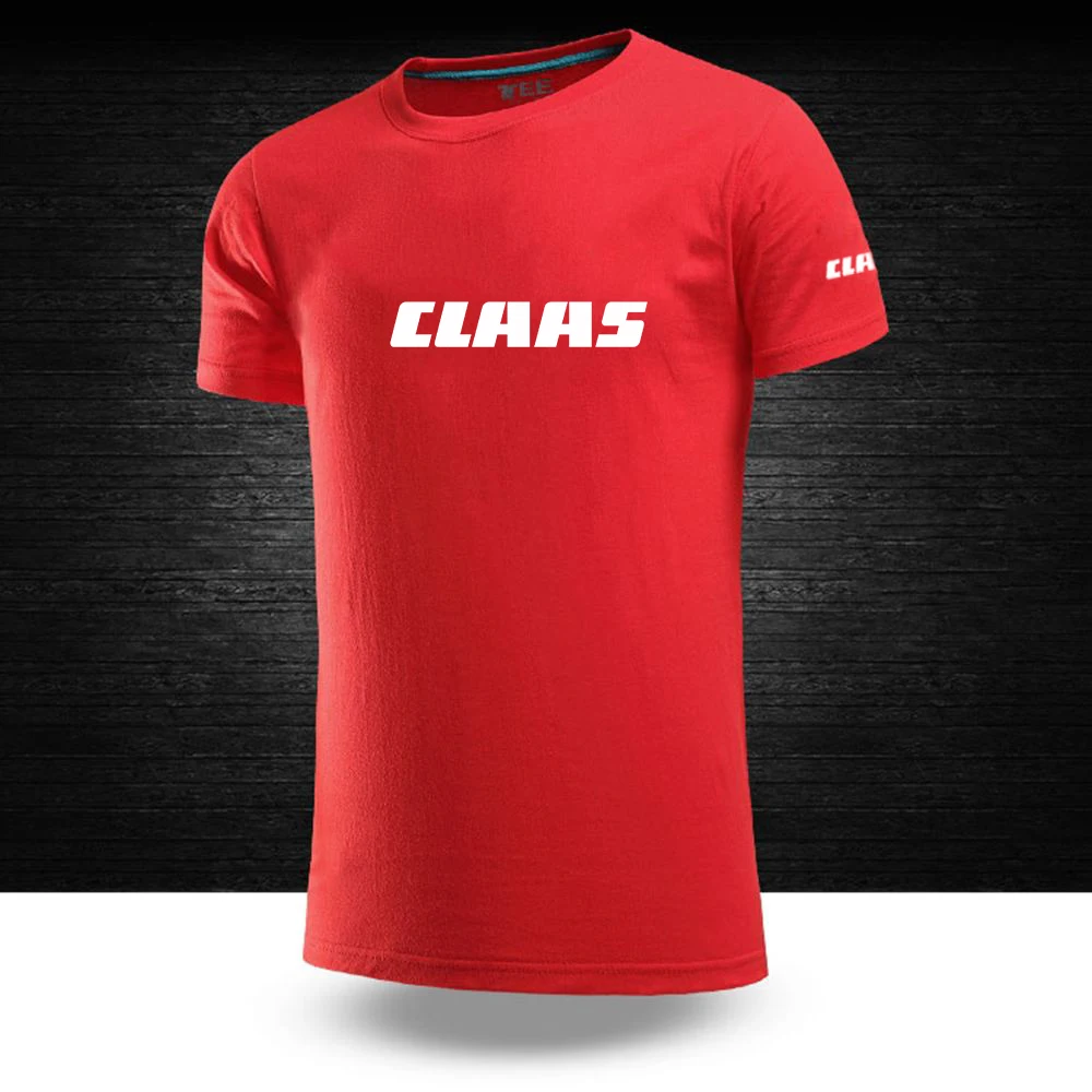 2023 new men's summer CLAAS printed cotton short-sleeved T-shirt lapel casual breathable solid color T-shirt top