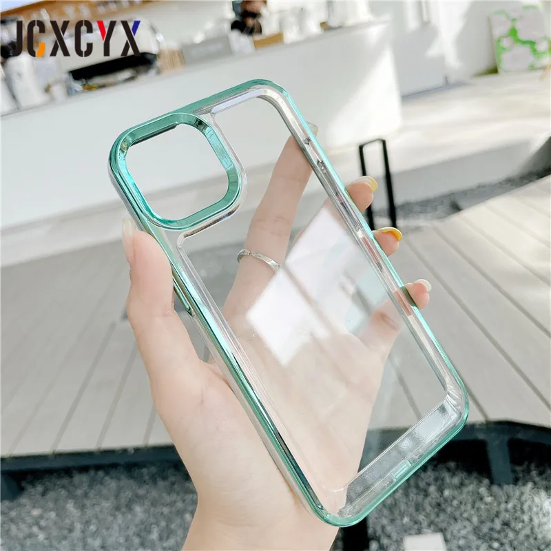 iphone 12 pro max phone case Luxury Shockproof Plating Clear Hard Case for iPhone 13 12 Pro Max 11 X S XR 7 8 Plus SE3 Lens Protective Transparent Soft Cover case iphone 12 pro max