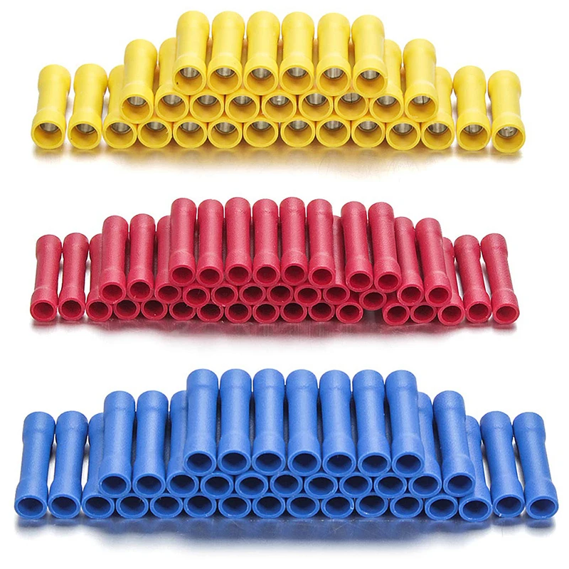 50/100pcs BV1.25 BV2.5 BV5.5 절연 스트레이트 와이어 버트 커넥터 ..