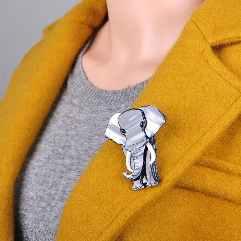 Blucome Large Elephant Shape Brooch Special Texture Acrylic Jewelry For Women Children Scarf Bag Corsage Pins Animal Accessories