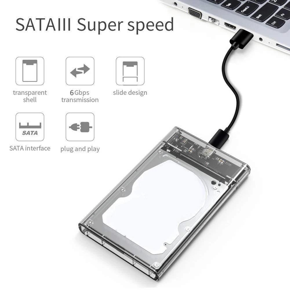 Ʈ ǻͿ  ϵ ̺ ̽, 2.5 ġ SSD ̽, SATA USB3.1, 8TB, USB3.0  C Ÿ  ÷  ÷
