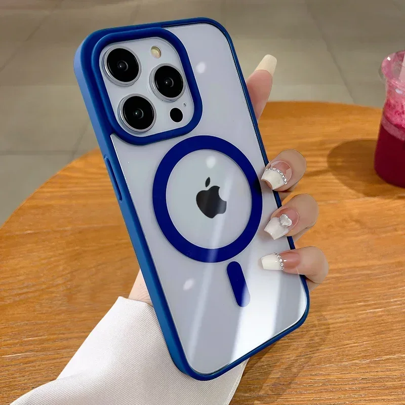 thumbnail image 1 of Luxury Clear Shockproof Magsafe Charge Phone Case for iPhone 15 14 Plus 13 12 11 Pro Max Mini X XR XS Magnetic Soft Bumper Cover, 1 of 5
