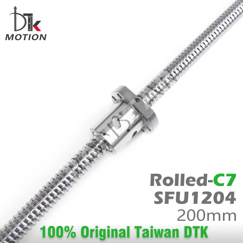 

DTK Taiwan SFU1204 Rolled C7 Ball Screw 200mm Thread Shaft R12 Lead 4 High Precision Flange CNC Spindle Mini Ballnut 3D Printer