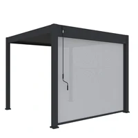 Bioclimatic Aluminum  Pergola 3x4m/10x12ft Manual flip louvered roof with manual roller blinds garden gazebo canopy 4