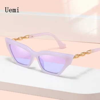New Cat Eye Sunglasses For Women Fashion Luxury Sun Glasses Vintage Trending Female Metal Chain Temples Small Frame Shades UV400 1
