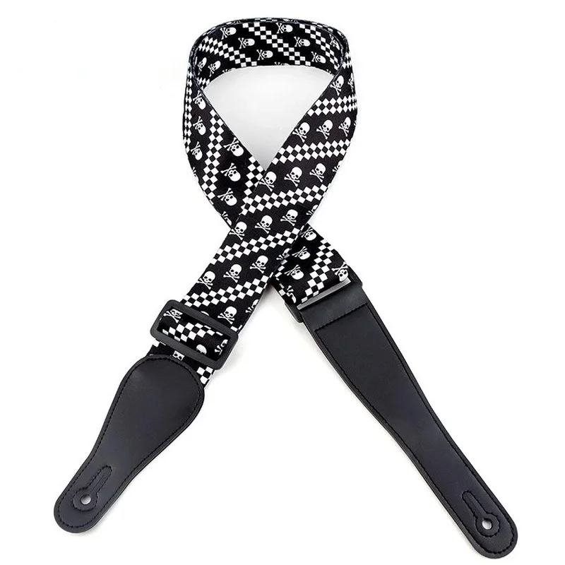 

Adjustable Skull Printing Straps for Acoustic Electric Guitar and Bass, Multi-Color Guitar Belt