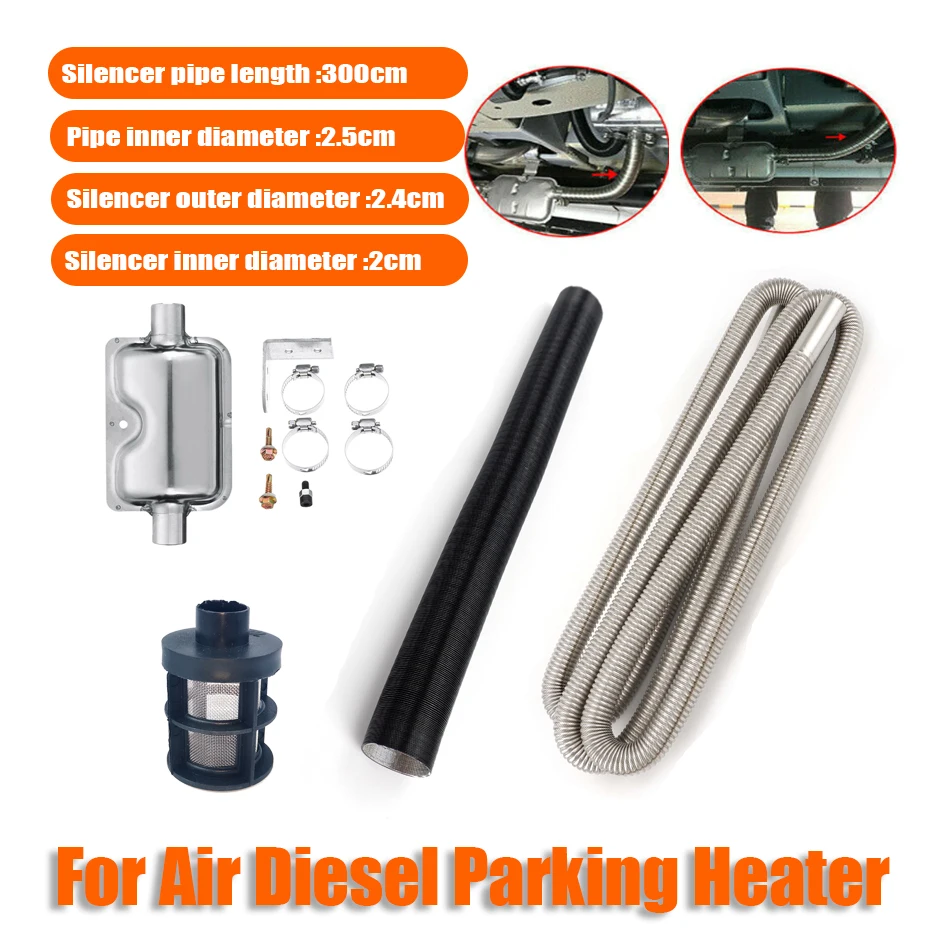 300cm Air Diesel Heater Ducting Air Intake Exhaust Pipe Silencer