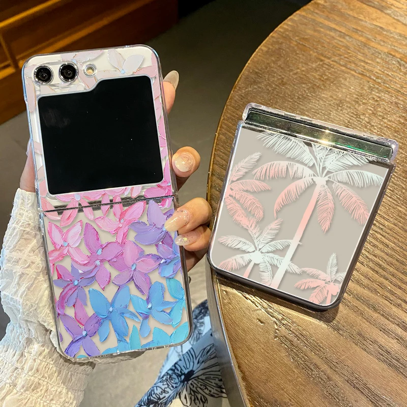 Floral Plants Pattern Clear Folding Phone Case Cover
