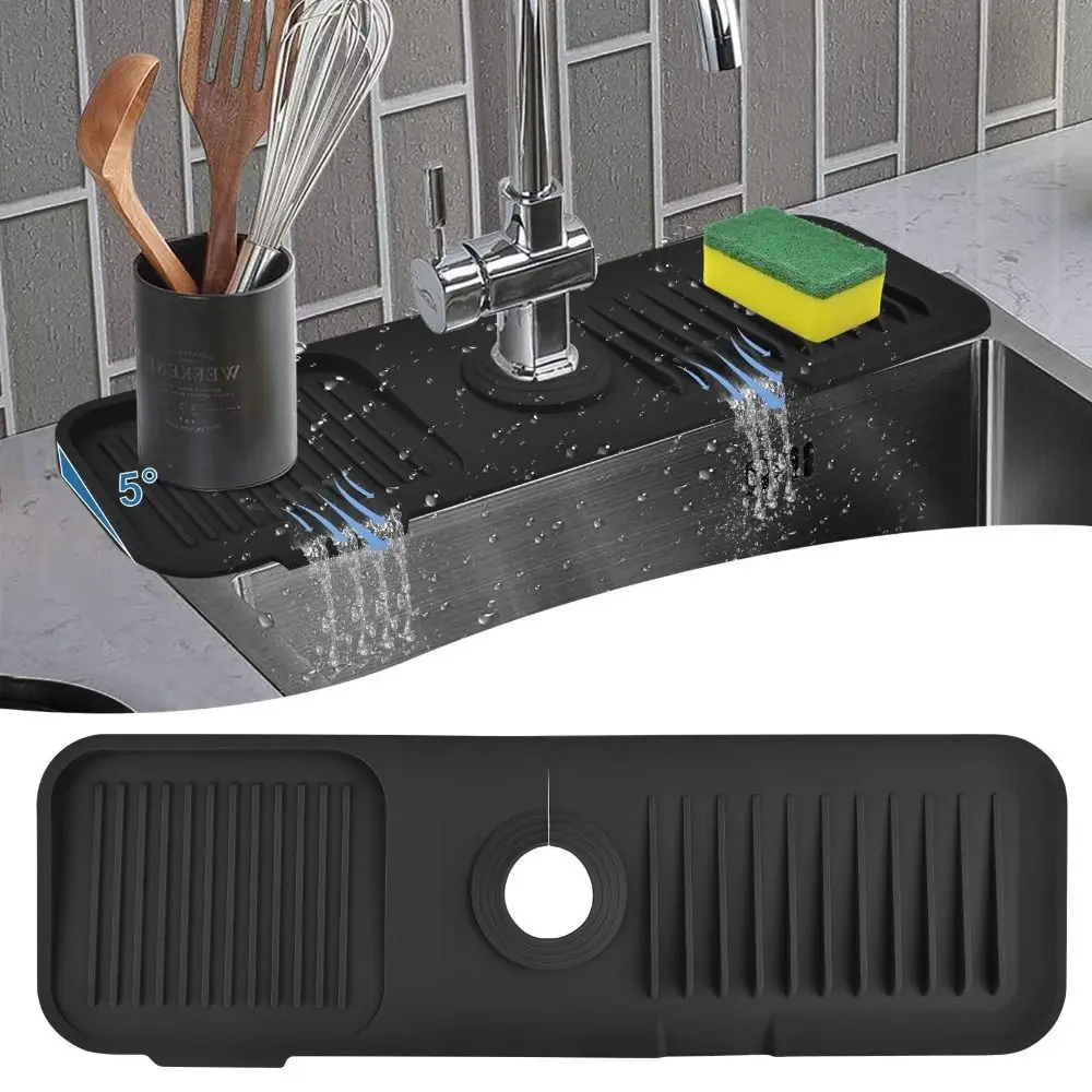 

Silicone Faucet Draining Mat Fashion Splash-proof Quick Dry Drying Mat Multifunction Convenient Sink Splash Guard Rug Kitchen