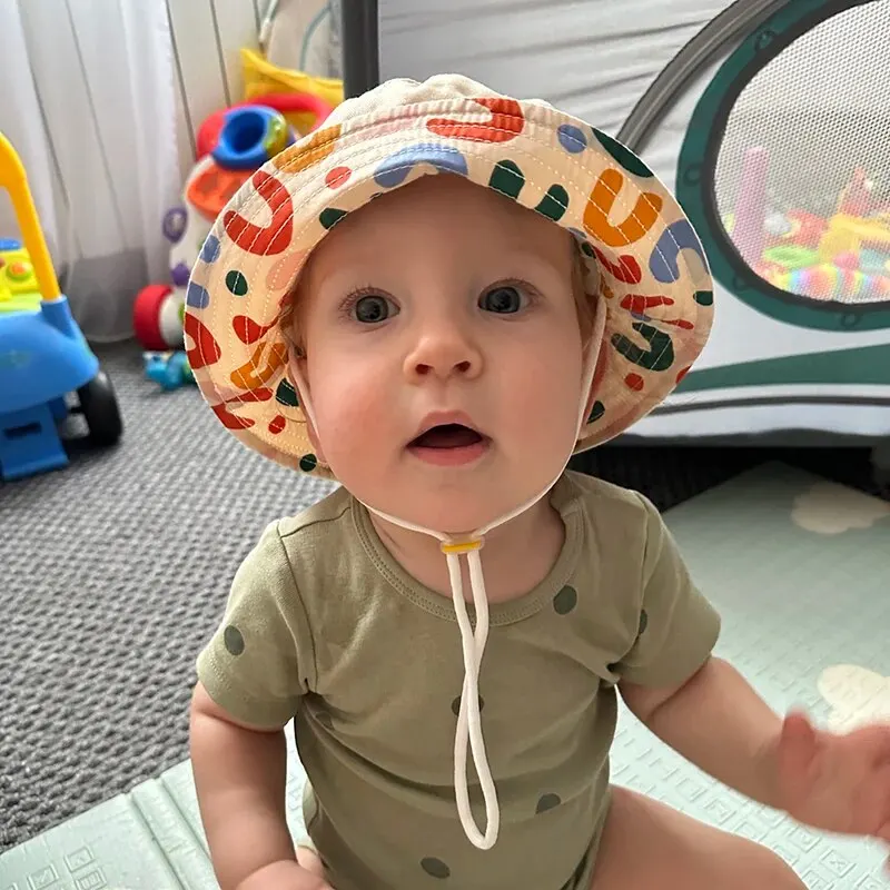 Double-Sided Baby Bucket Hat - Embroidered Fisherman Cap for Boys  Girls