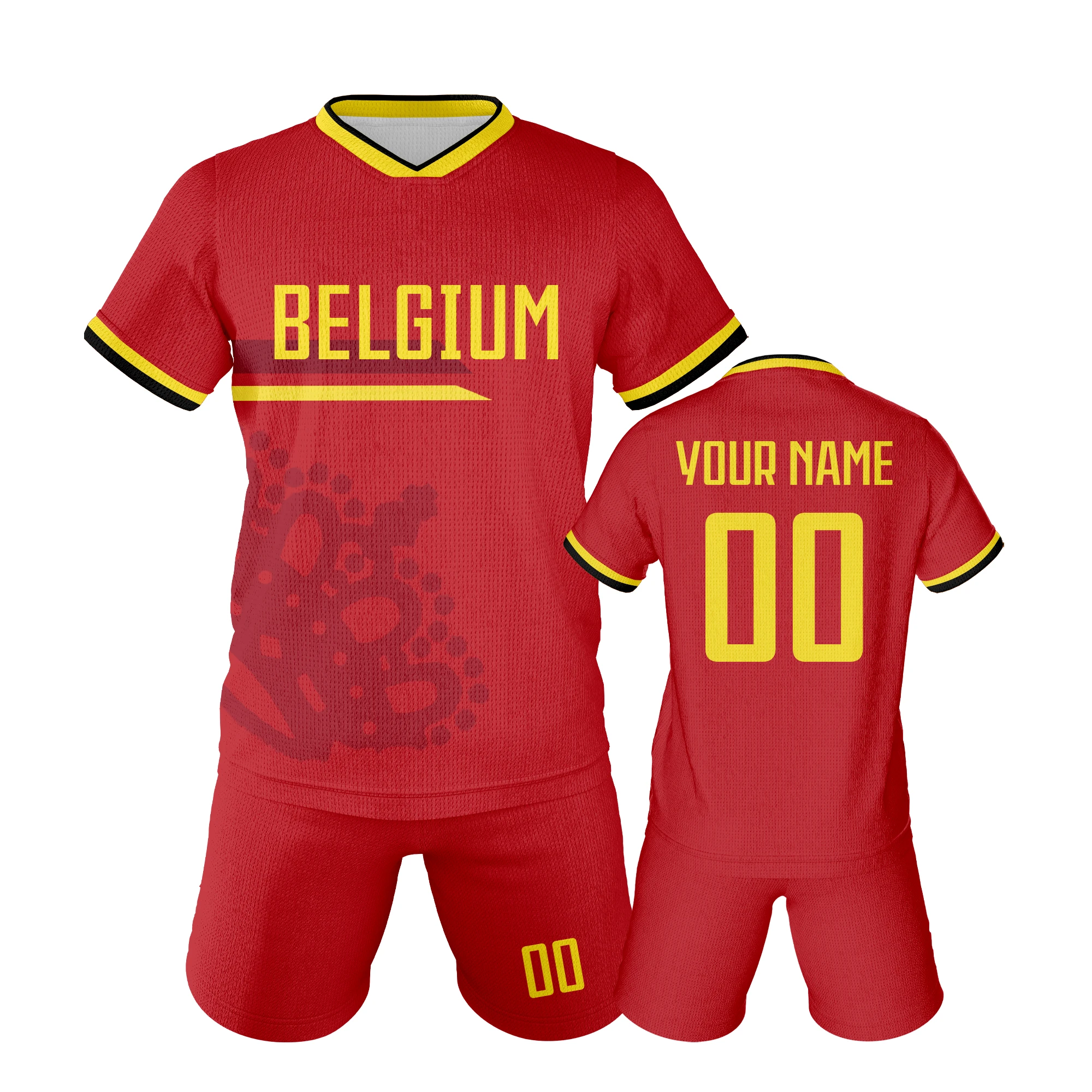Football Uniform Sports Uniform Sets Belgium Football Jersey for Kids Boys Soccer Jersey Set Personalized Summer Football Uniforms Girls Tracksuit 3-14Y