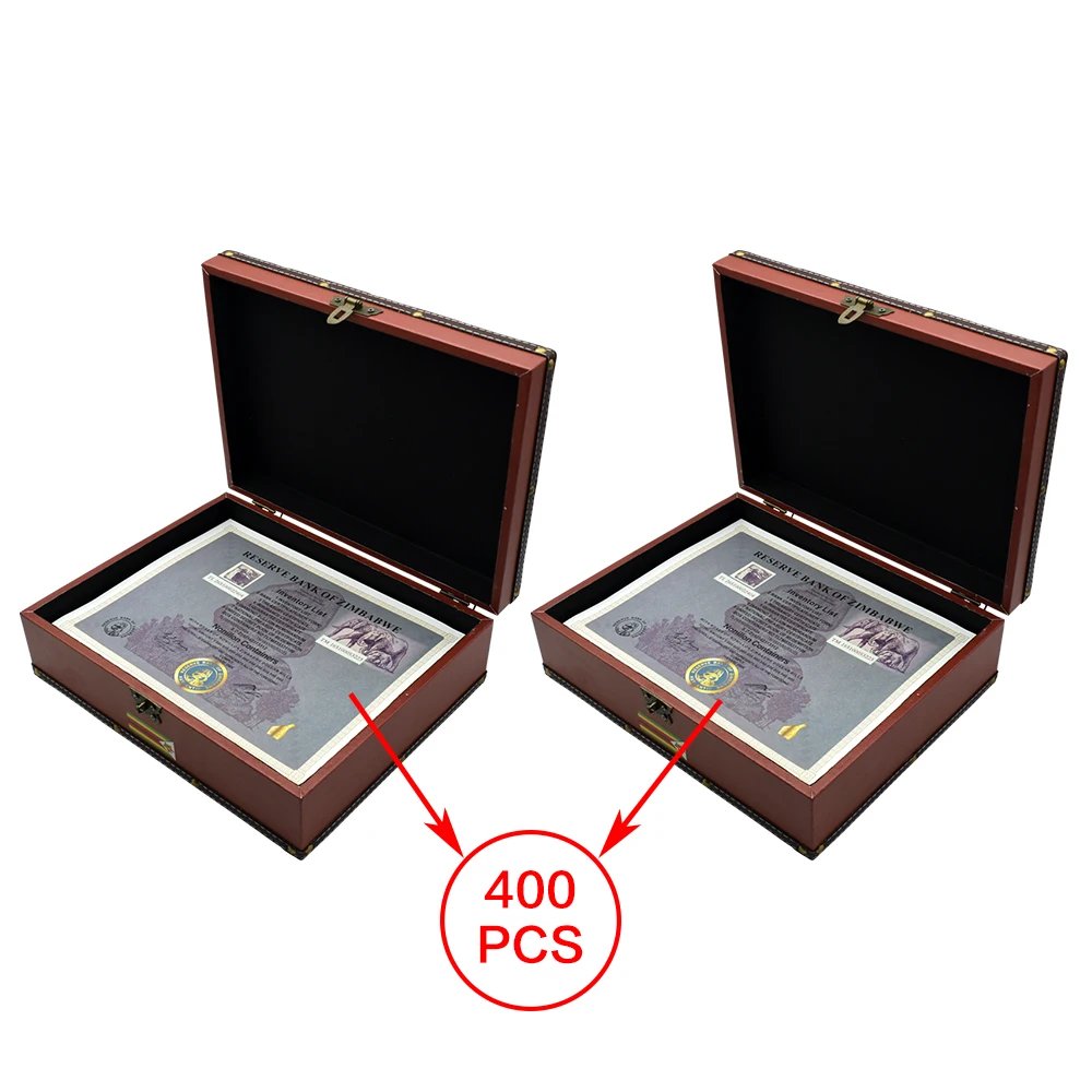 

Great Crafts for Collection 400pcs Nonillon Containers Zimbabwe Coupon Banknotes with Serial Number with Two Red Boxes